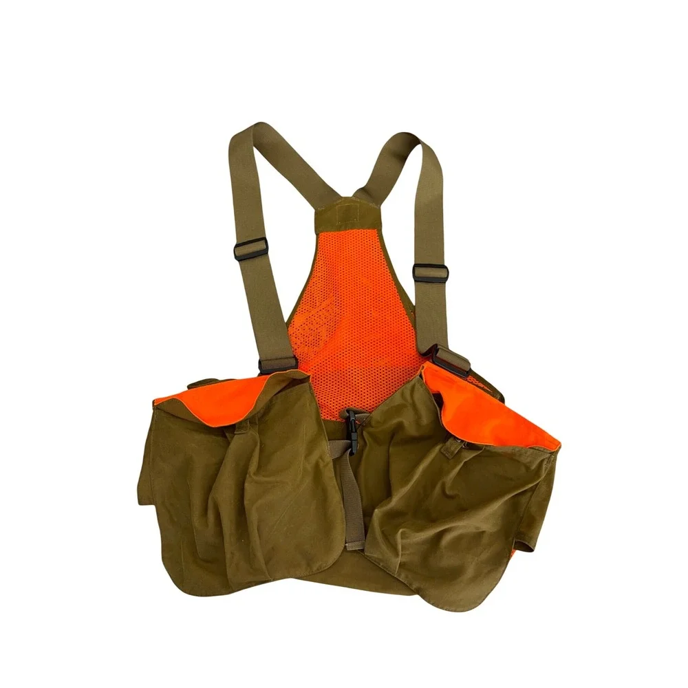 Filson Mens Upland Strap Vest Otter Green Blaze Orange Hunting Game Bag XL XXL
